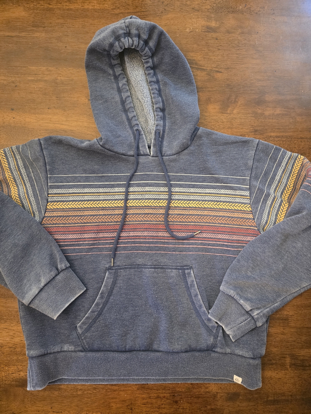 Women's Heather Blue Striped Hooded Sweatshirt